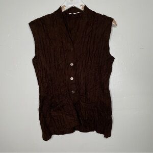 WOMENS BROWN CABLEKNIT BUTTON DOWN SWEATER SZ M/L